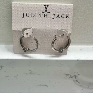 NWT Judith Jack sterling silver marcasite hoop earrings